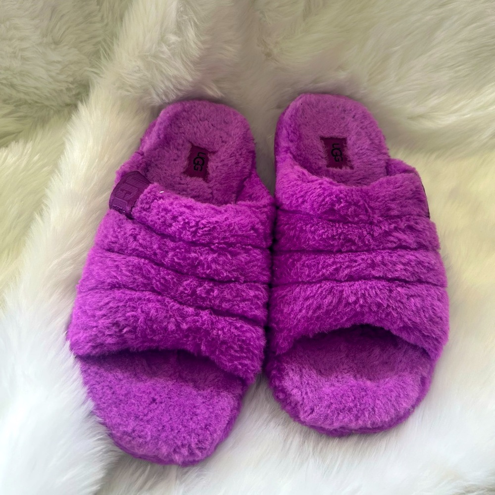 Ugg Fluff You Slipper 1117473 Purple Sky Sheepskin Insole size 8